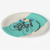 Radfahren (Türkis) Pappteller (Schrägansicht)