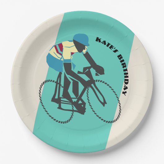 Radfahren (Türkis) Pappteller (Vorderseite)