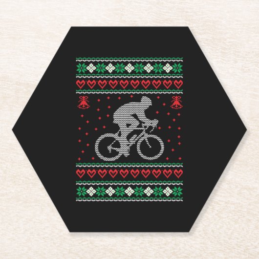 Radfahren Ugly Christmas Sweater Untersetzer (Vorderseite)
