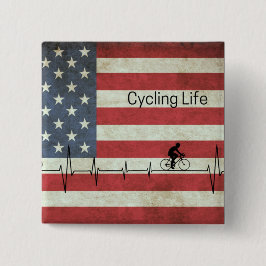 Radfahren, US Flagge Button