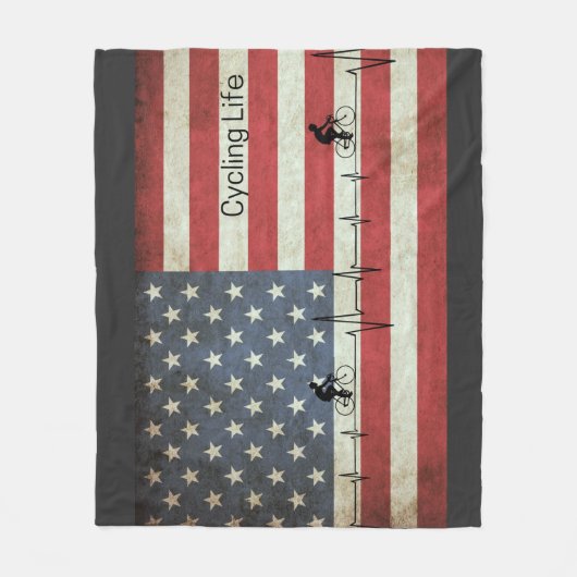 Radfahren, US Flagge Fleecedecke (Vorderseite)