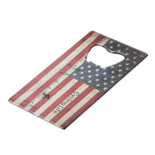 Radfahren, US Flagge Geldbeutel Flaschenöffner (Rückseite Schrägansicht)