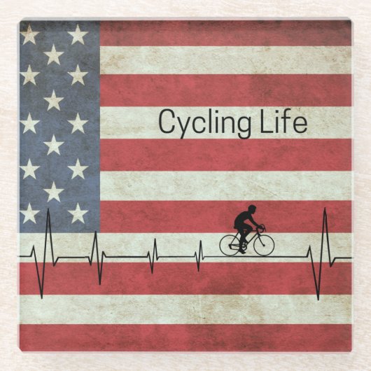 Radfahren, US Flagge Glasuntersetzer (Vorderseite)
