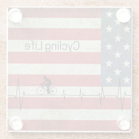 Radfahren, US Flagge Glasuntersetzer (Rückseite)