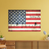 Radfahren, US Flagge Leinwanddruck (Insitu (Wohnzimmer))