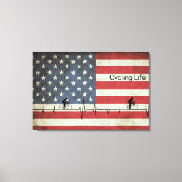 Radfahren, US Flagge Leinwanddruck