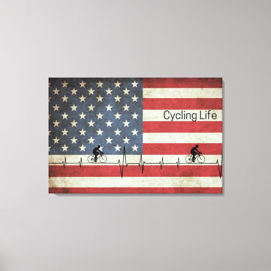 Radfahren, US Flagge Leinwanddruck (Vorderseite)