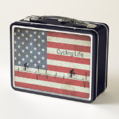 Radfahren, US Flagge Metall Brotdose (Rückseite)