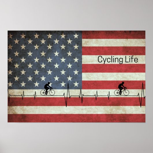 Radfahren, US Flagge Poster (Vorne)