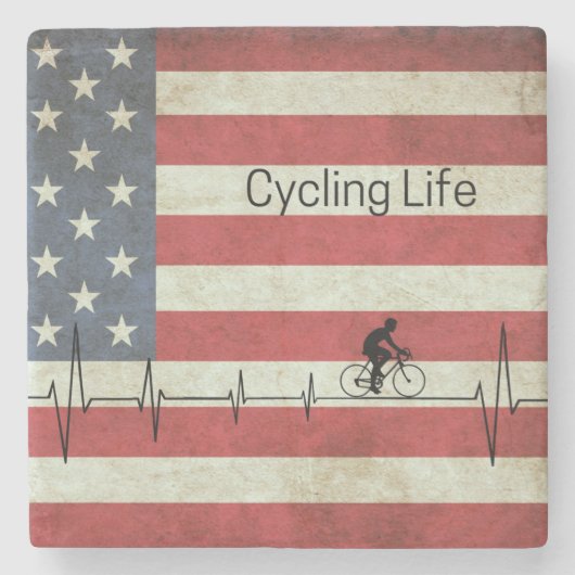 Radfahren, US Flagge Steinuntersetzer (Vorderseite)