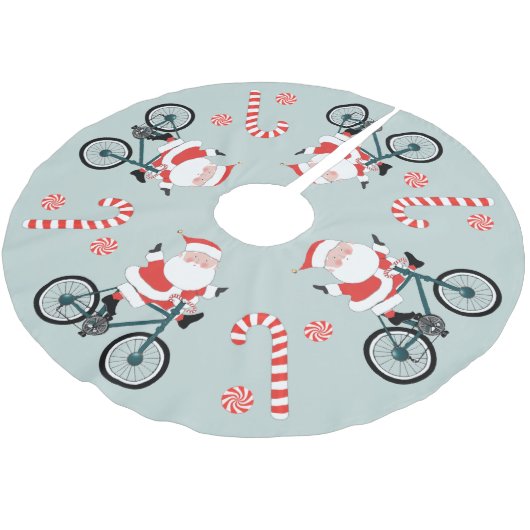 Radfahren Weihnachtsdekor gebürstetes Polyester Tr Weihnachtsbaumdecke (Schrägansicht)