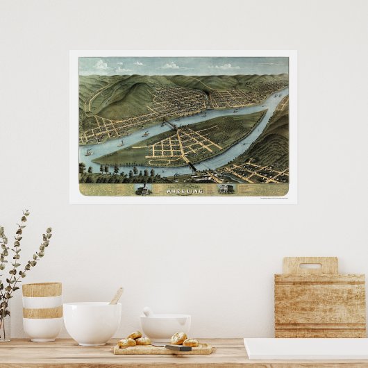 Radfahren, WV Panoramablick - 1870 Poster (Küche)