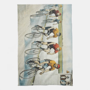 Radfahrende alte Spitzenschule Küchentuch