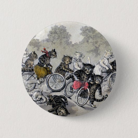 Radfahrende Katzen Button (Vorderseite)