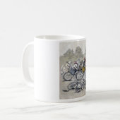 Radfahrende Katzen Kaffeetasse (Vorderseite Links)