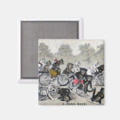 Radfahrende Katzen Magnet (Vorderseite/Rückseite)