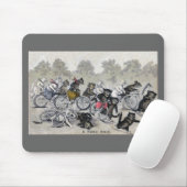 Radfahrende Katzen Mousepad (Mit Mouse)