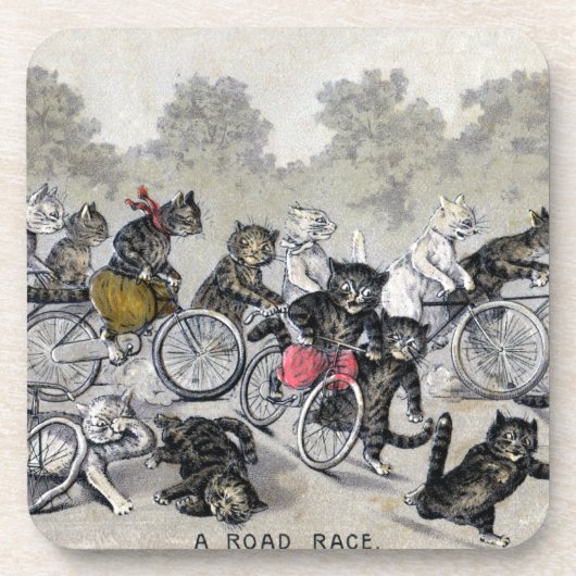 Radfahrende Katzen Untersetzer (Vorderseite)