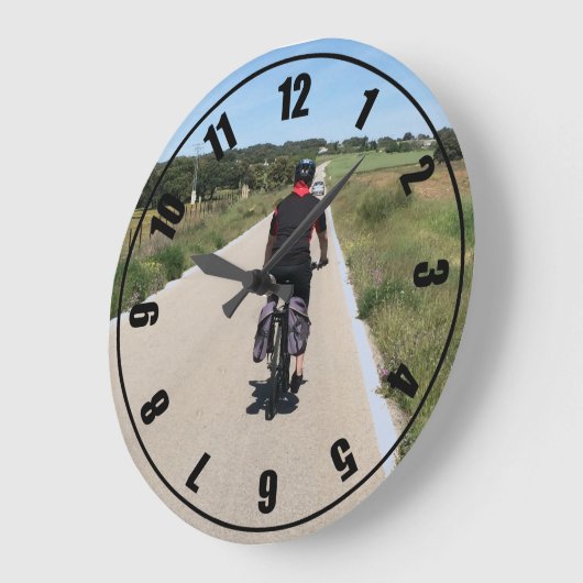 Radfahrende Reise Große Wanduhr (Winkel)