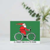 Radfahrende Weihnachtskarten Feiertagspostkarte (Stehend Vorderseite)