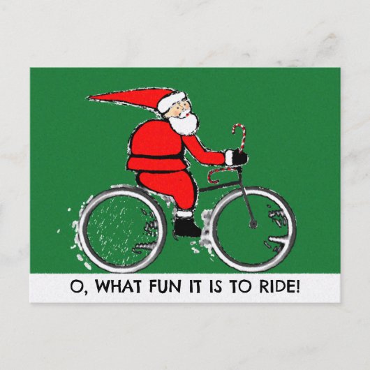 Radfahrende Weihnachtskarten Feiertagspostkarte (Vorderseite)