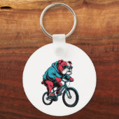 Radfahrender Bulldogge Schlüsselanhänger (Vorderseite)