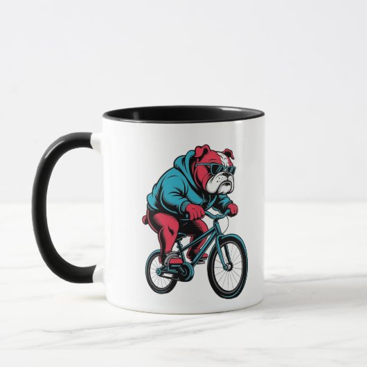 Radfahrender Bulldogge Tasse (Links)