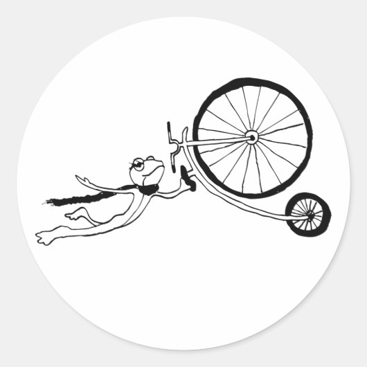 Radfahrender Frosch Runder Aufkleber (Vorderseite)