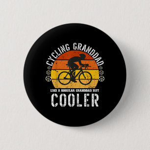 Radfahrender Opa Lustiges Vintage-Sonnenuntergangs Button