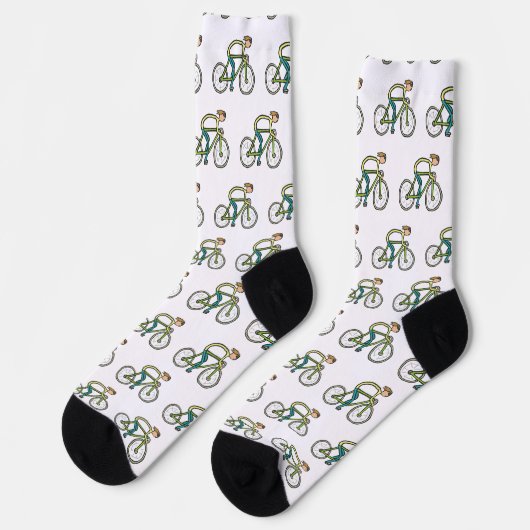 Radfahrender Strichmännchen Socken (Linkes Detail)