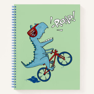 Radfahrender T-Rex brüllt Notizblock