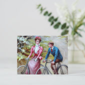 Radfahrendes Paar Postkarte (Stehend Vorderseite)