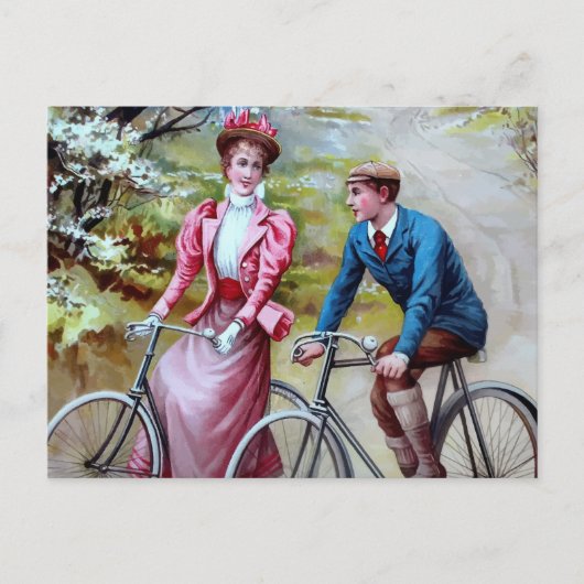 Radfahrendes Paar Postkarte (Vorderseite)