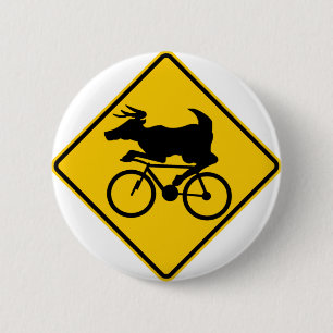 Radfahrendes Rotwild-Überfahrt-Landstraßen-Zeich Button