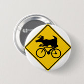 Radfahrendes Rotwild-Überfahrt-Landstraßen-Zeichen Button (Vorne & Hinten)