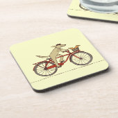 Radfahrenhund mit Eichhörnchen-Freund - Untersetzer (Linke Seite)