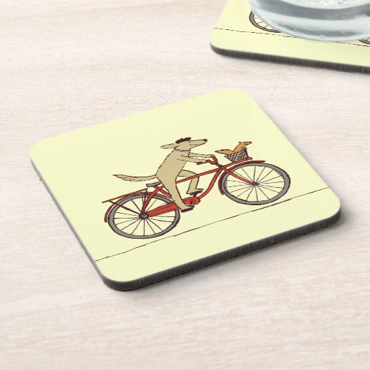 Radfahrenhund mit Eichhörnchen-Freund - Untersetzer (Linke Seite)