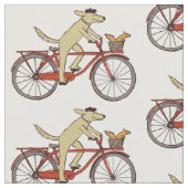 Radfahrenhund mit Eichhörnchen Stoff (Nahaufnahme)