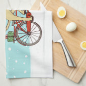 Radfahrenhunde-und Eichhörnchen-Winterurlaub Geschirrtuch (Viertel Falte)