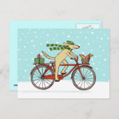 Radfahrenhunde-und Eichhörnchen-wunderlicher Feiertagspostkarte (Vorne/Hinten)