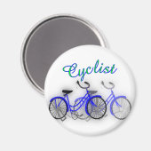 Radfahrer (1950 Fahrrad) Aquarell zeichnend Design Magnet (Vorderseite/Rückseite)