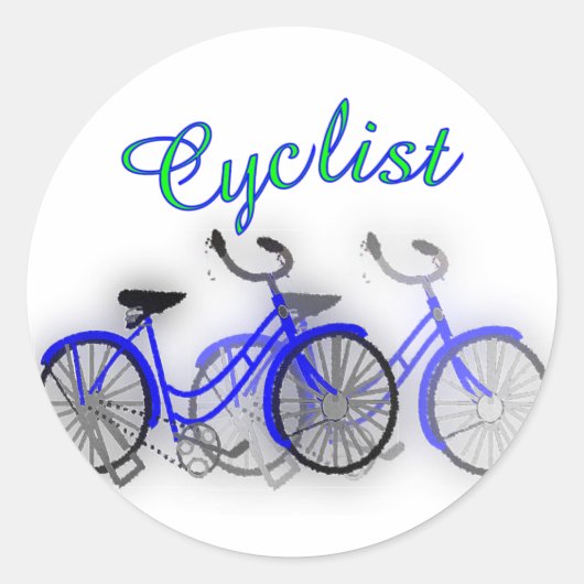 Radfahrer (1950 Fahrrad) Aquarell zeichnend Design Runder Aufkleber (Vorderseite)