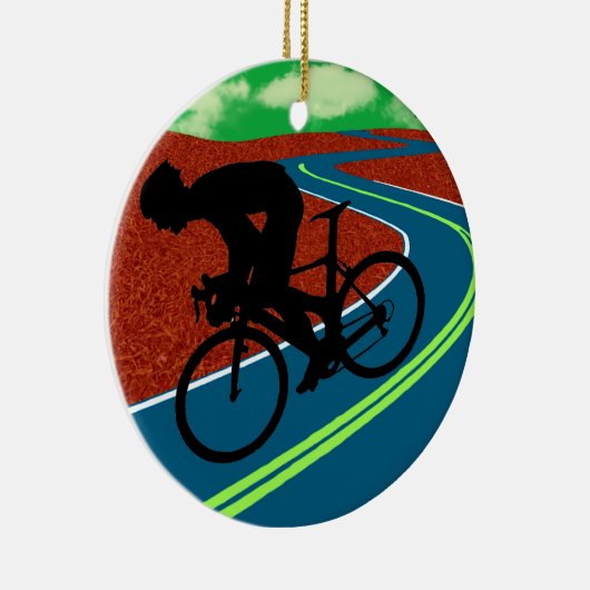 Radfahrer auf einer gebogenen Landstraße Keramikornament (Rechts)