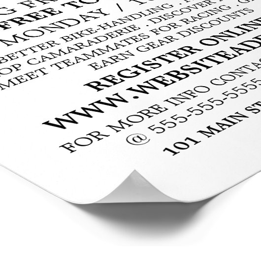 Radfahrer auf Gras, Radklub Werbung Poster (Ecke)