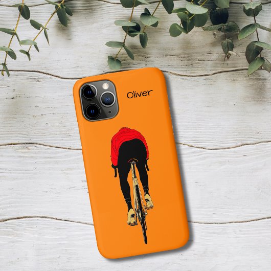 Radfahrer auf orangefarbenem Hintergrund Case-Mate iPhone Hülle