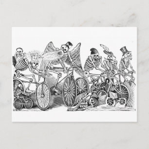Radfahrer Calavera Postkarte