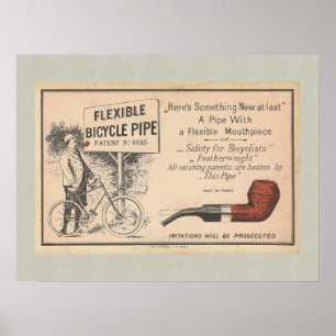 Radfahrer, die eine Pfeife rauchen, lustig vintage Poster