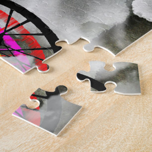 Radfahrer, die in die Wolken radfahren Puzzle