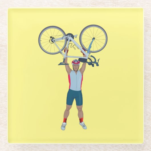 Radfahrer Fahrradfahren Glasuntersetzer (Vorderseite)