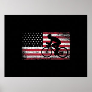 Radfahrer Fahrradfahrer - Amerikanische Flagge am Poster